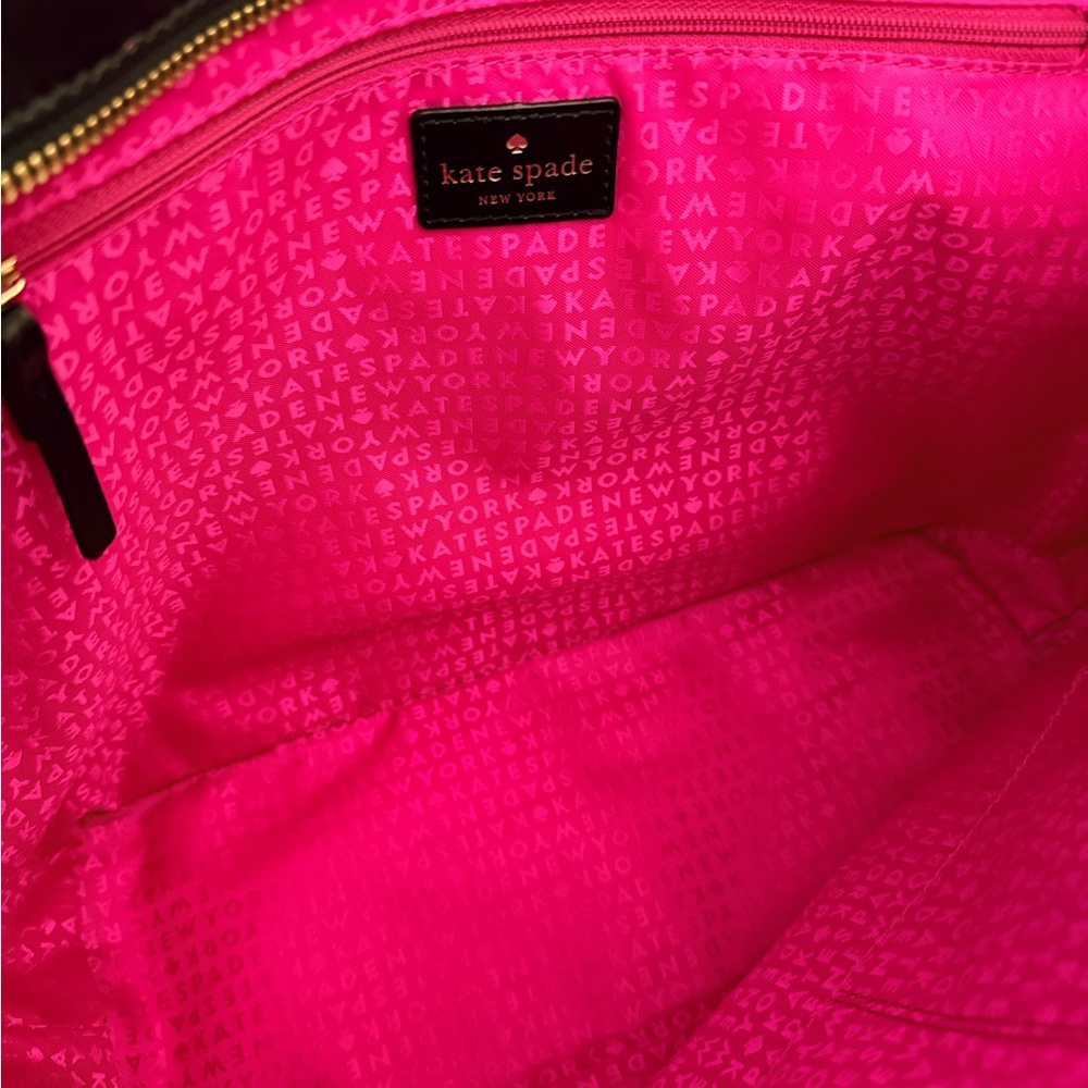 Kate Spade Maxi Black Leather Tote with Charm - Picture 5 of 7
